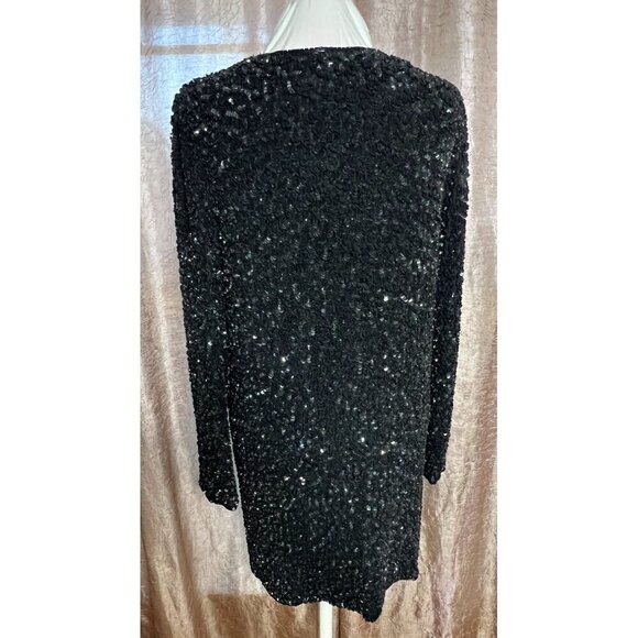 Cache Vintage Black Sequin Textured Silk Cardigan Jacket Women's Medium Formal - Picture 2 of 12